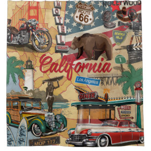 Cortina Para Box Vintage California: mapa de atrações turísticas.