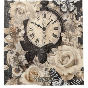 Cortina Para Box Vintage Compass & Butterfly - Papel Russo (4)