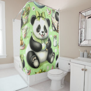 Cortina Para Box Vintage Cute Baby Panda