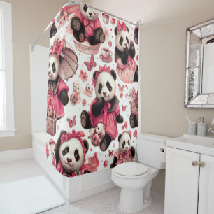Cortina Para Box Vintage Cute Baby Panda Sem Olhos