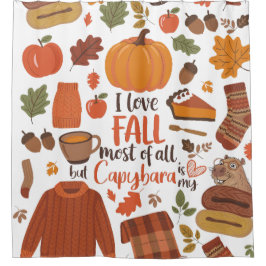 Cortina Para Box Vintage Fall Capybara Chá Cortina