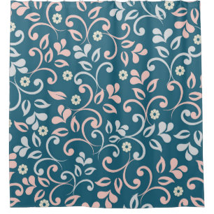 Cortina Para Box Vintage Floral Decorativa Padrão Invisível