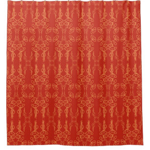 Cortina Para Box Vintage Floral Orange on Red Poppy Flower Outdoor