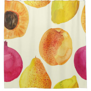 Cortina Para Box Vintage Fruta de Aquarela Fresca