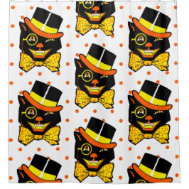 Cortina Para Box Vintage Halloween Cat no Top Hat