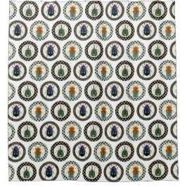 Cortina Para Box Vintage Insetos Coloridos Besouros Ciência