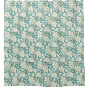 Cortina Para Box Vintage John Henry Dearle Aqua Floral Patterno