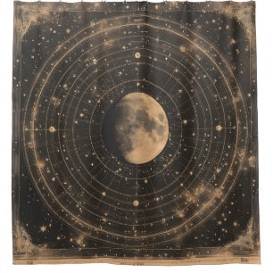Cortina Para Box Vintage Lunar Celestial Map Design