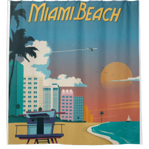 Cortina Para Box Vintage Miami Beach Poster