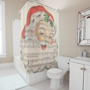 Cortina Para Box Vintage Musical Santa Claus