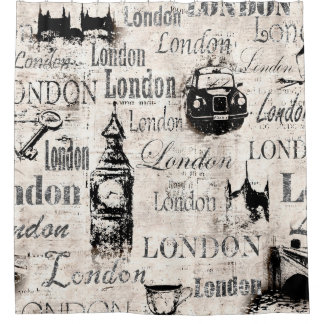 Cortina Para Box Vintage old newspaper paper London grunge collage