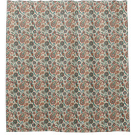 Cortina Para Box Vintage Paisley em Red Teal Cream