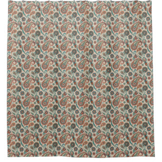 Cortina Para Box Vintage Paisley em Red Teal Cream