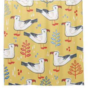 Cortina Para Box Vintage Seagull Deixa Padrão Natural