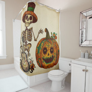 Cortina Para Box Vintage Skeleton/Pumpkin Day of the Dead (Dia de P