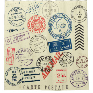 Cortina Para Box Vintage Stamps: Eterno Decor Collection