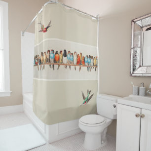 Cortina Para Box Vintage Style Flock of Perked Birds