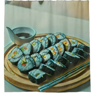 Cortina Para Box Vintage Sushi Trabalho de arte