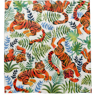 Cortina Para Box Vintage Tiger Jungle Watercolor
