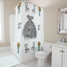 Cortina Para Box Vintage White calçado showcortain