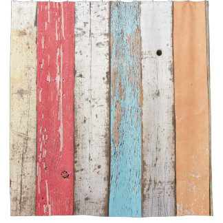 Cortina Para Box Vintage Wood: Textura Cracking Multicolor.