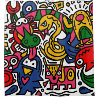 Cortina Para Box Vintagem Desenhada à Mão Ilustração de Dodle, dese