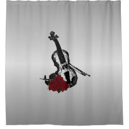 Cortina Para Box Violino e Rosa Prata