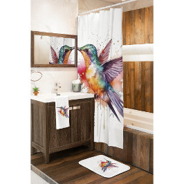 Cortina Para Box Voo Colorido, beija-flor aquarela