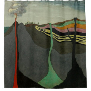Cortina Para Box Vulcão Terra em Fatias de abstrato Art