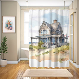 Cortina Para Box Watercolor Beach House