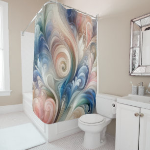 Cortina Para Box Watercolor Fantasy Floral Pastel Blue & Cream