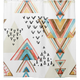 Cortina Para Box Watercolor Geométrico Sem Costura: Estilo Tribal.