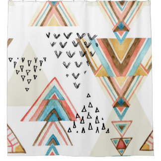 Cortina Para Box Watercolor Geométrico Sem Costura: Estilo Tribal.