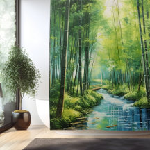 Watercolor Japonês Bamboo Forest