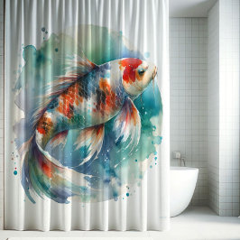 Cortina Para Box Watercolor Koi Fish