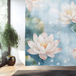 Cortina Para Box Watercolor Lotus Blossom Dreamscape Estilo Japonês