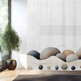 Cortina Para Box Watercolor Zen Stone Garden - Estilo Japonês