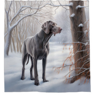 Cortina Para Box Weimaraner Deixe-o nevar no Natal