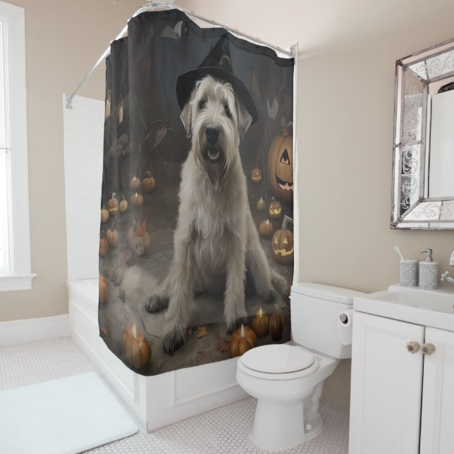 Cortina Para Box Wheaten Terrier Pumpkins Halloween Assustado (In Situ)