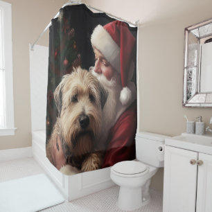 Cortina Para Box Wheaton Terrier Com O Papai Noel Natal Festivo