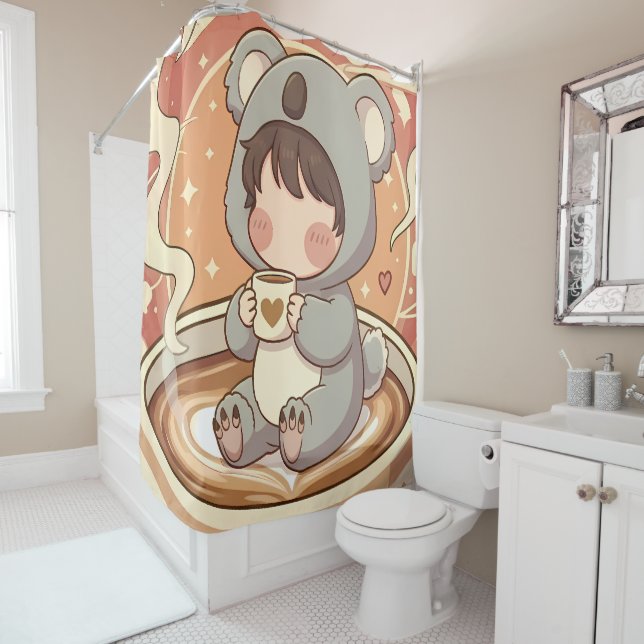 Cortina Para Box Whimsical Chibi Koala Adventure Shower Curtain (In Situ)