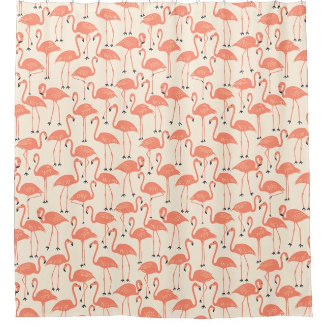 Cortina Para Box Whimsical Flamingo | Tropical Bathroom Sunset (Frente)