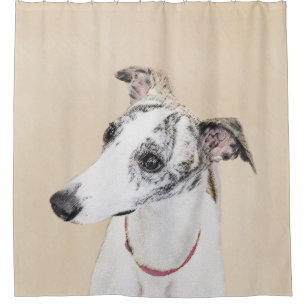 Cortina Para Box Whippet, inglês Whippet, pressão, branco, rajado