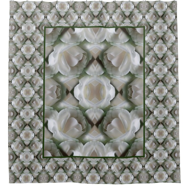 Cortina Para Box White Rose Floral Abstrato Art (Frente)