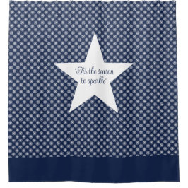 Cortina Para Box White Snowflake Pattern on a Midnight Blue Sky