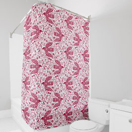 Cortina Para Box White vermelho de arte de pássaros