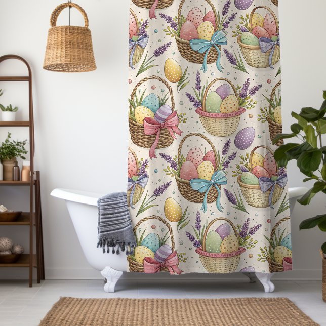 Cortina Para Box Wicker Basket Easter Eggs with Lavender (Criador carregado)