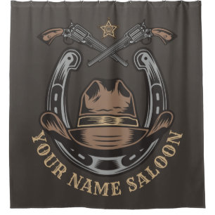 Cortina Para Box Wild West Revolver Horsferes Western Cowboy Saloon