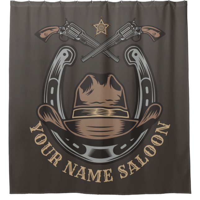 Cortina Para Box Wild West Revolver Horsferes Western Cowboy Saloon (Frente)