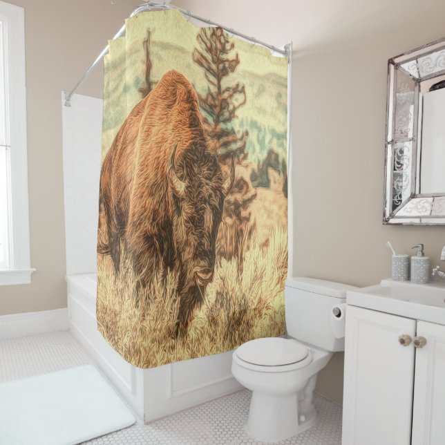 Cortina Para Box Wild Woodland Bison (In Situ)
